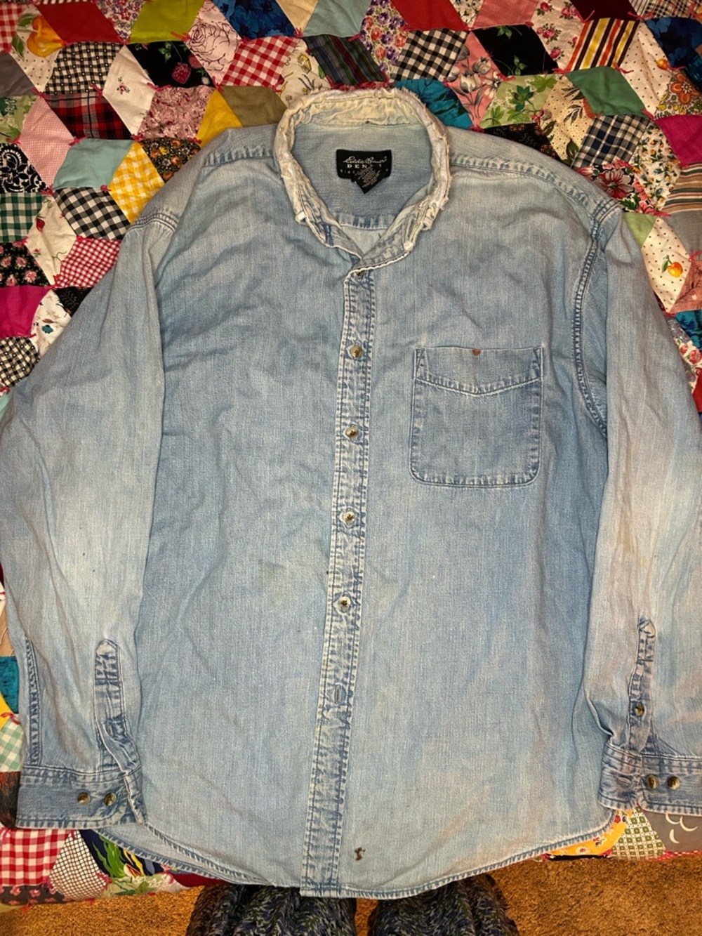 Eddie Bauer Vintage Denim Button-Up Shirt in Light Wash